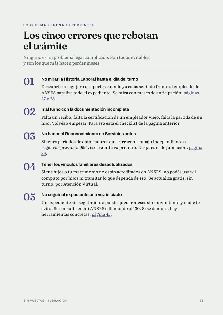 Los cinco errores que rebotan el trámite